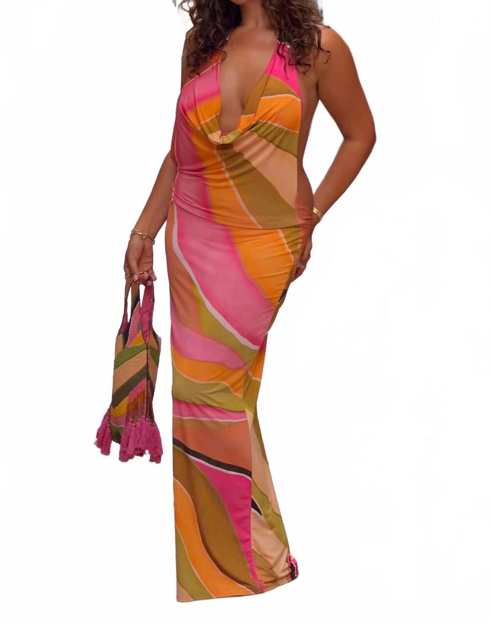 NEW NEVER FULLY DRESSED abstract sabine dress in green multi